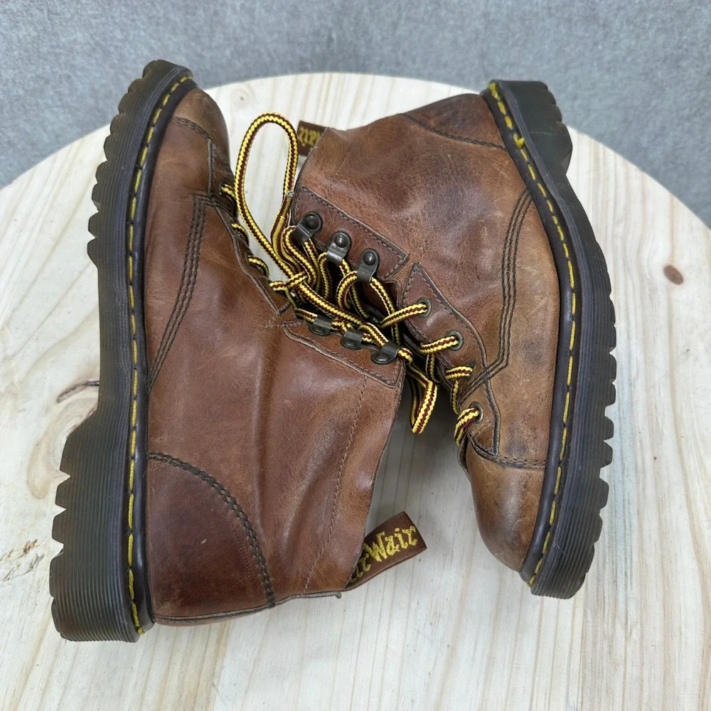 VTG Dr. Martens Monkey Boots Mens 9 England Brown Leather Lace Up Low Profile
